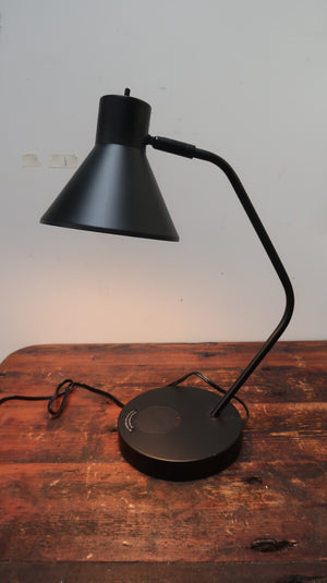 Black Task Lamp with Wireless and USB Charging Station
