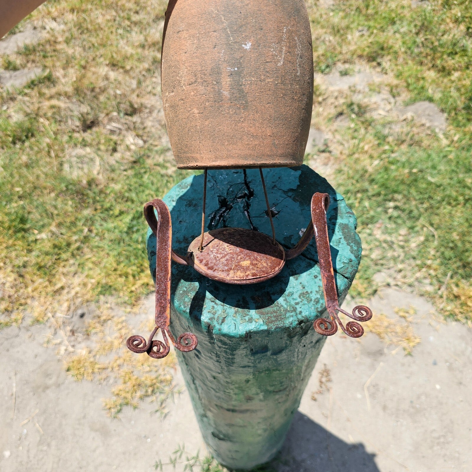 Hanging Clay Birdhouse Rustic Frog Design