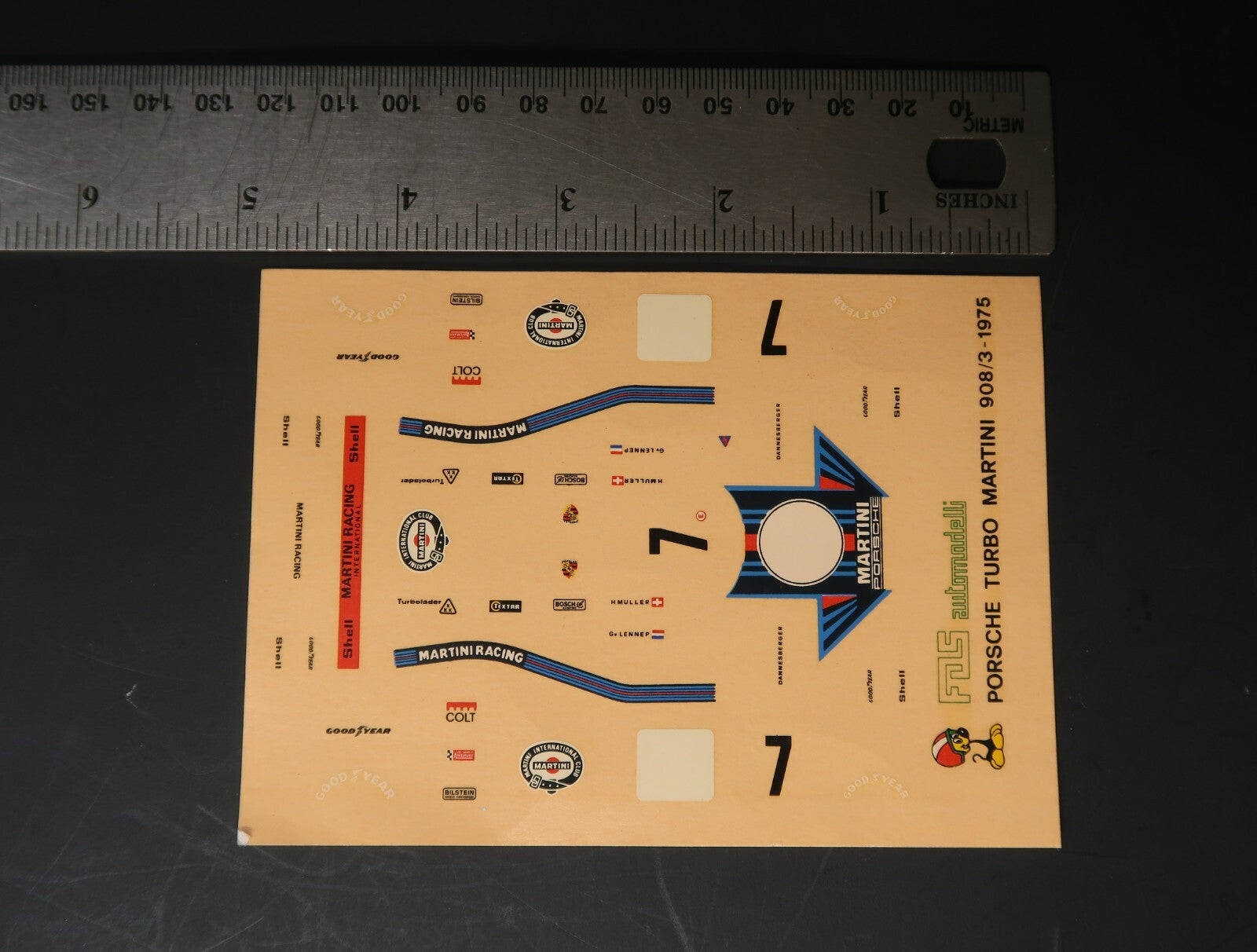 PORSCHE 908/3 TURBO MARTINI 1975 DECAL decals 1/43