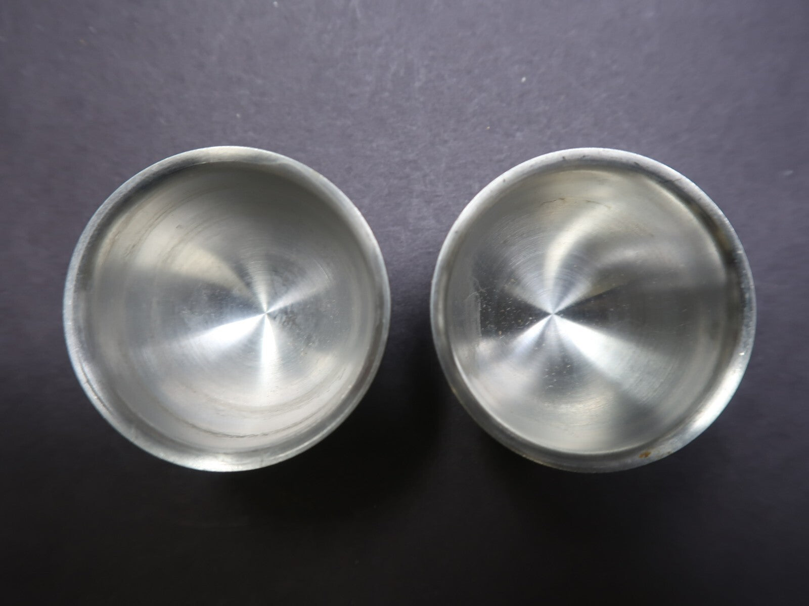 Set of 2 Vintage Metal Jigger Shot Glasses H 1.5"