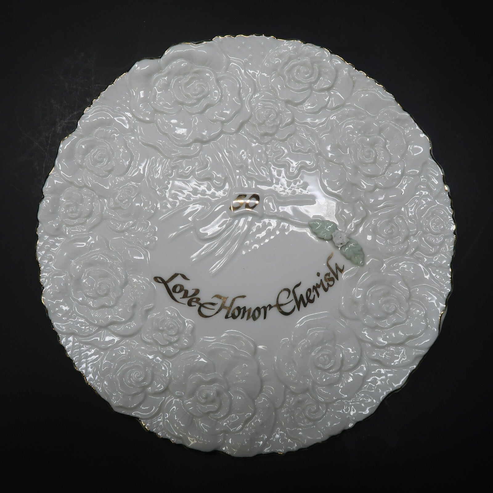 Enesco LOVE HONOR CHERISH 50th Wedding Anniversary Plate