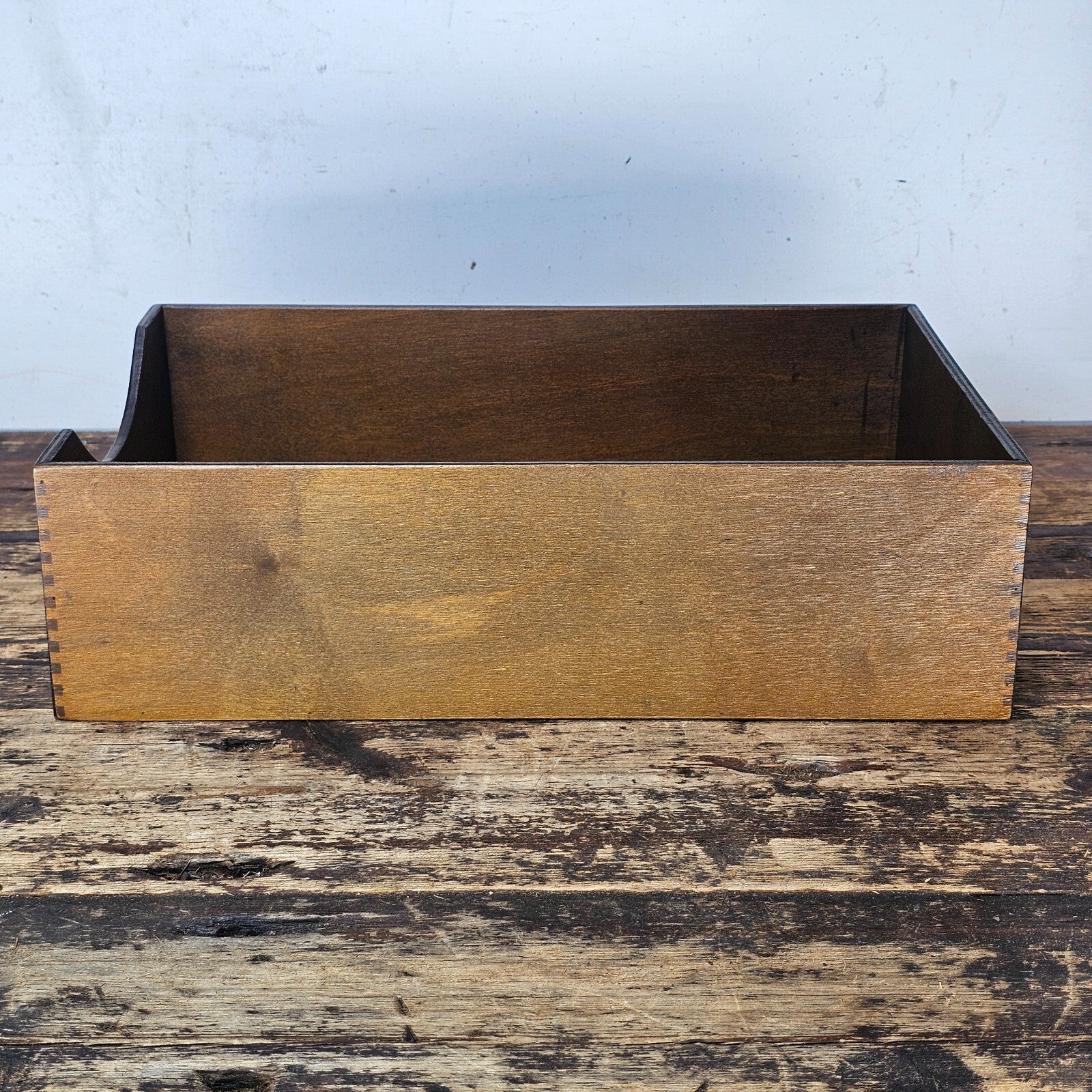 Vintage Walnut Deep Desk Tray / Document Organizer  (1950s-1960s) 4.25"H