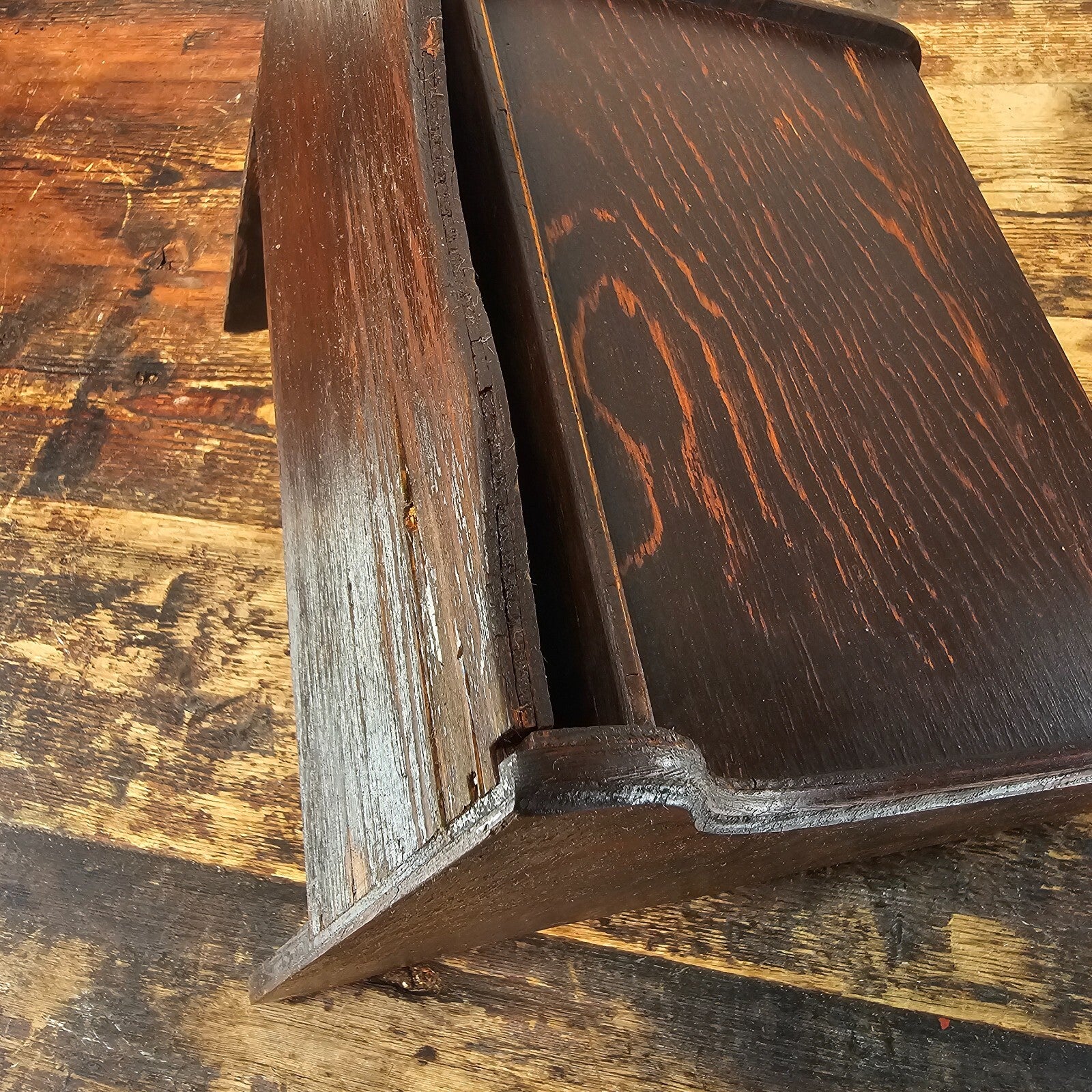 Vintage Laminated Oak Wall-Mount Writing Desk  (Circa 1930s-1940s)