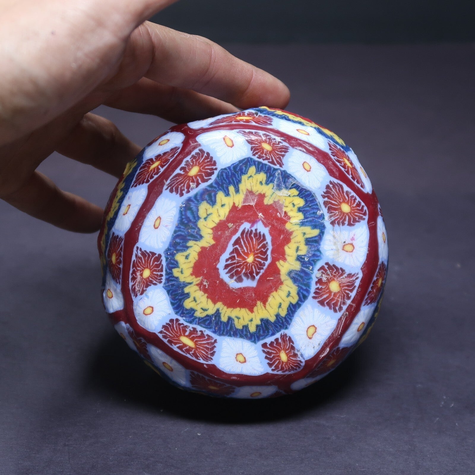 Colorful Millefiori Candle Over 1 lb. (Used)