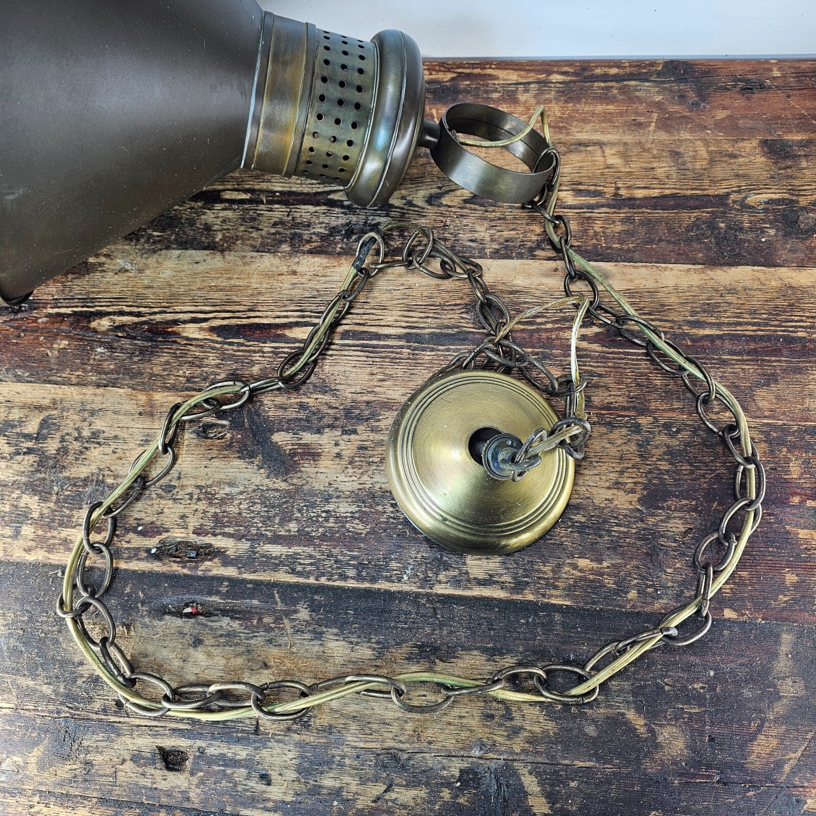 Vintage Brass Rustic Industrial Hanging  Pendant Light Lamp Farmhouse Barn