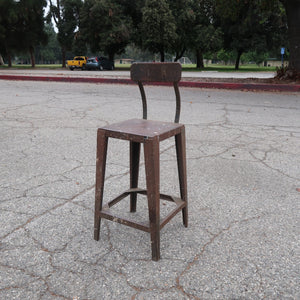 Antique Metal Industrial Stool High Chair Heavy Steel Chair 29 lb.