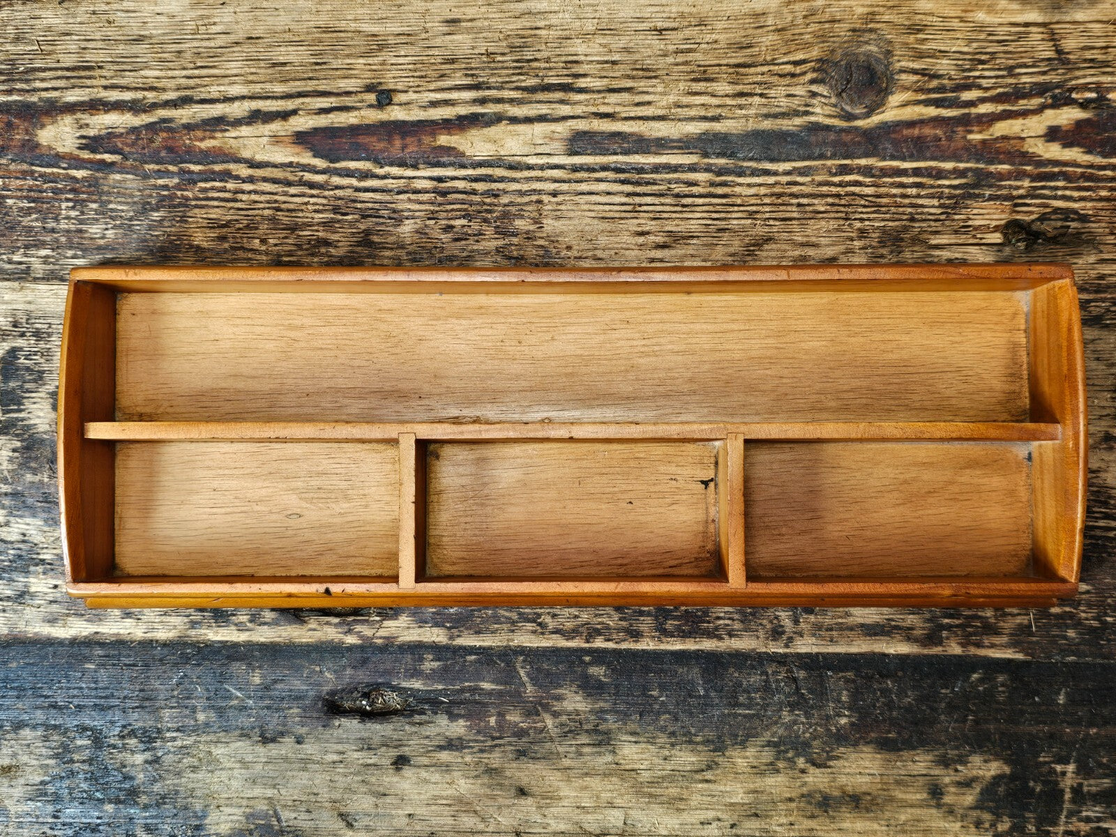 Wooden Desk Organizer  14.75"L × 5.25"W × 2"H (9 oz.)