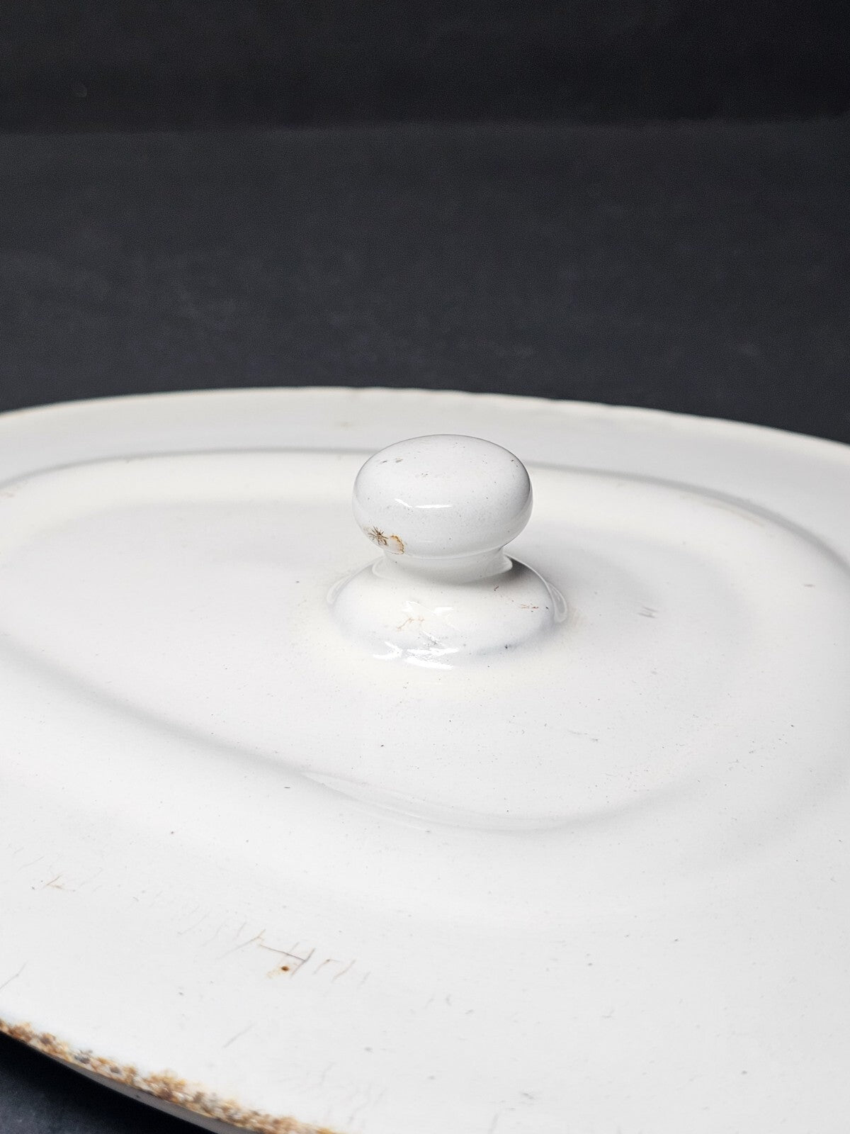 Vintage Hospital Enamelware Bed Pan With Lid & Handle
