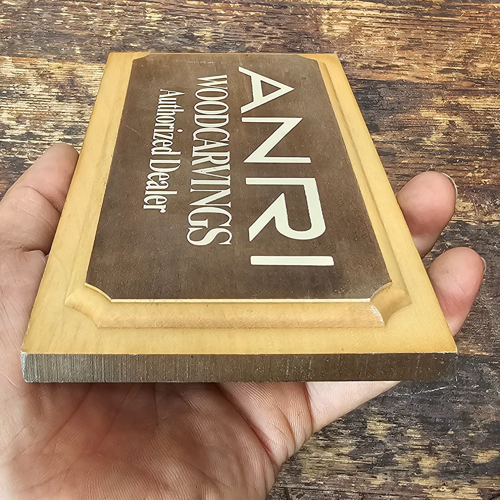 ANRI Woodcarvings Authorized Dealer Sign 8" x 4" x 0.25"