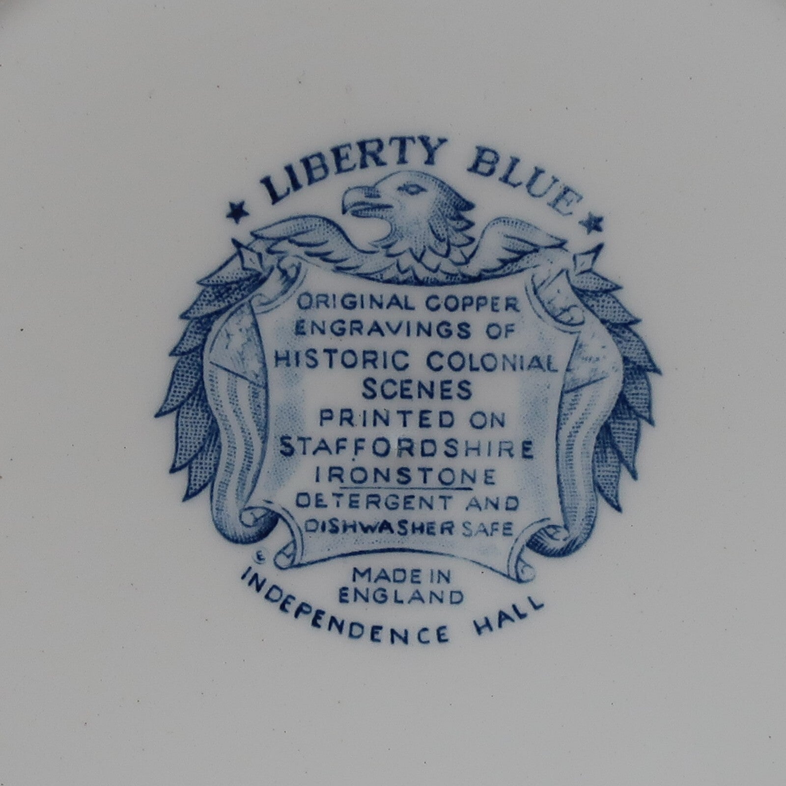 Vintage Liberty Blue Ironstone Plate Made In England Independence Hall 9.75"