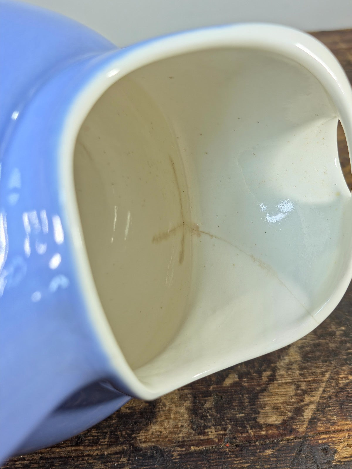 Vintage Coorsite No.937 Water Pitcher Lavender White Ceramic Jug Hairline Crack