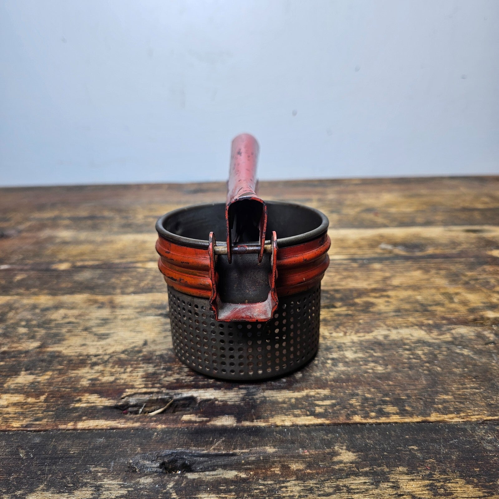 Vintage Red Metal Handle Potato Masher