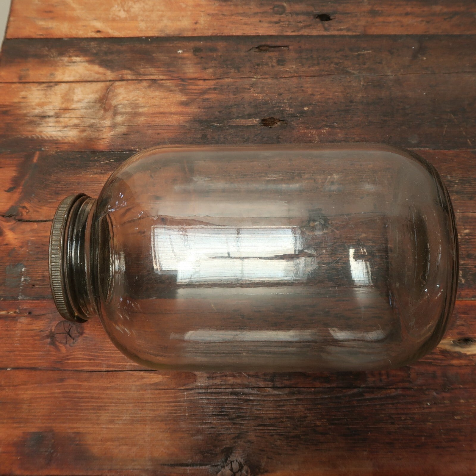 Vintage Jar With Rustic Lid H 10" x W 6"