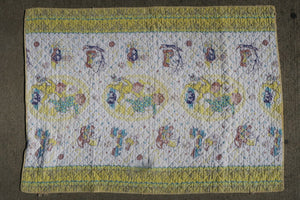 Vintage Quilted Baby Blanket 1950s  Baby's Wonderland 100% Cotton 34" x 46"