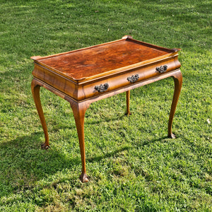 Antique Queen Anne style Tea Table With Burled Walnut On The Top