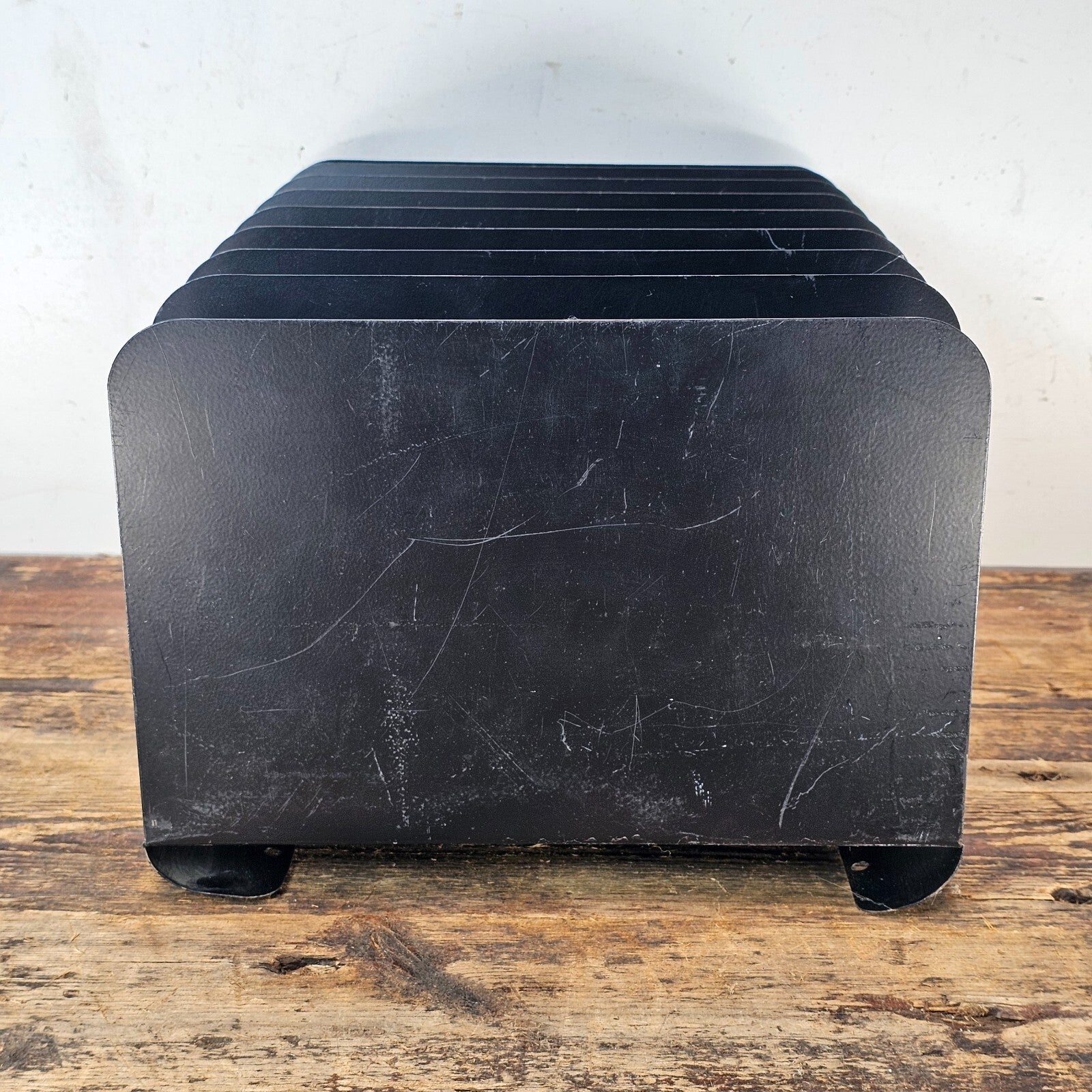 Vintage 8 Compartment Black Steel Desktop File Organizer