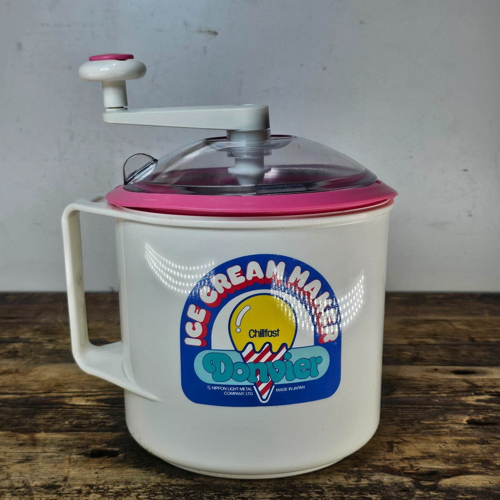 Donvier Ice Cream Maker 2 Pints Pink Trim Hand Crank