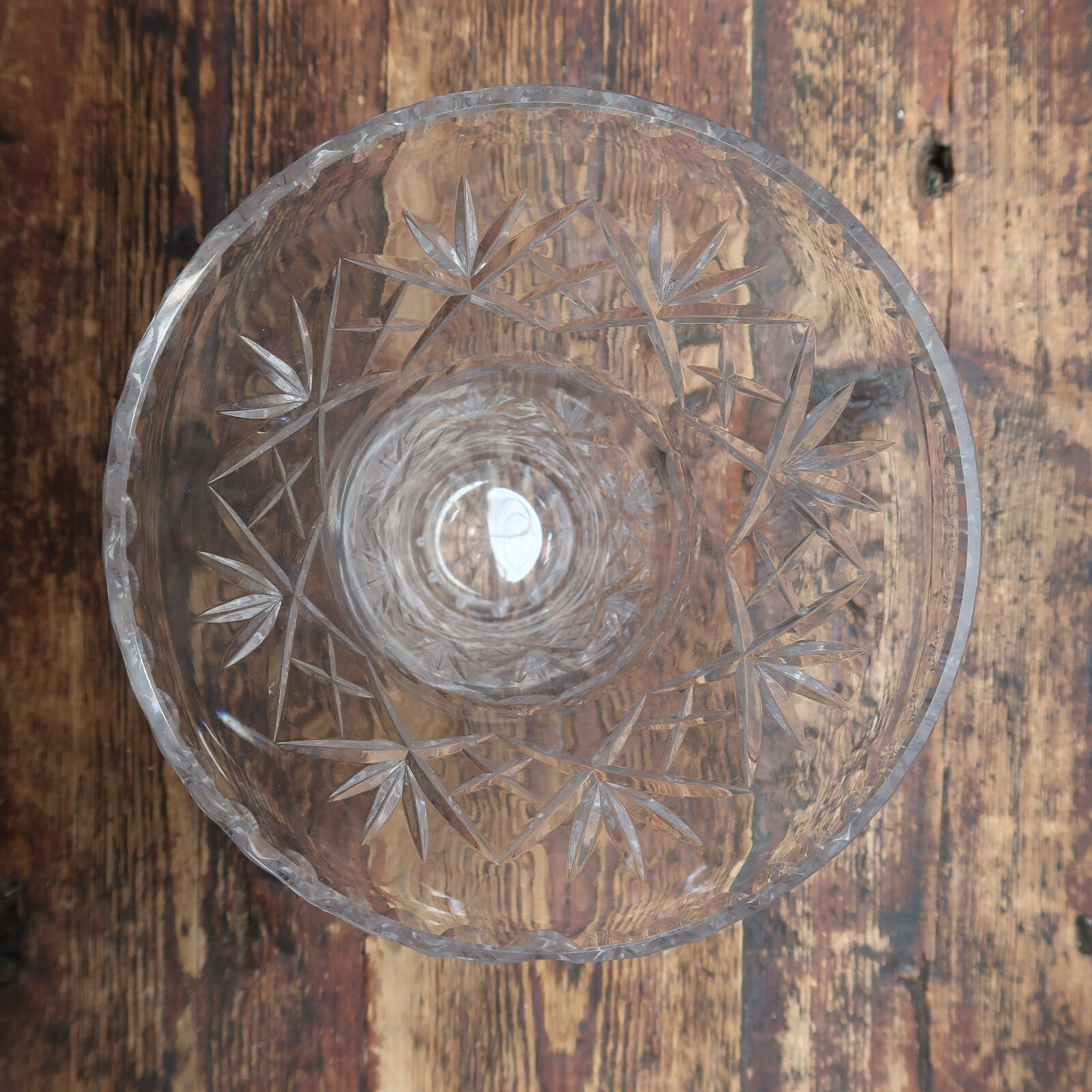 Hand Cut Crystal Glass Vase 6.5" x 6.5" x H 8.25"