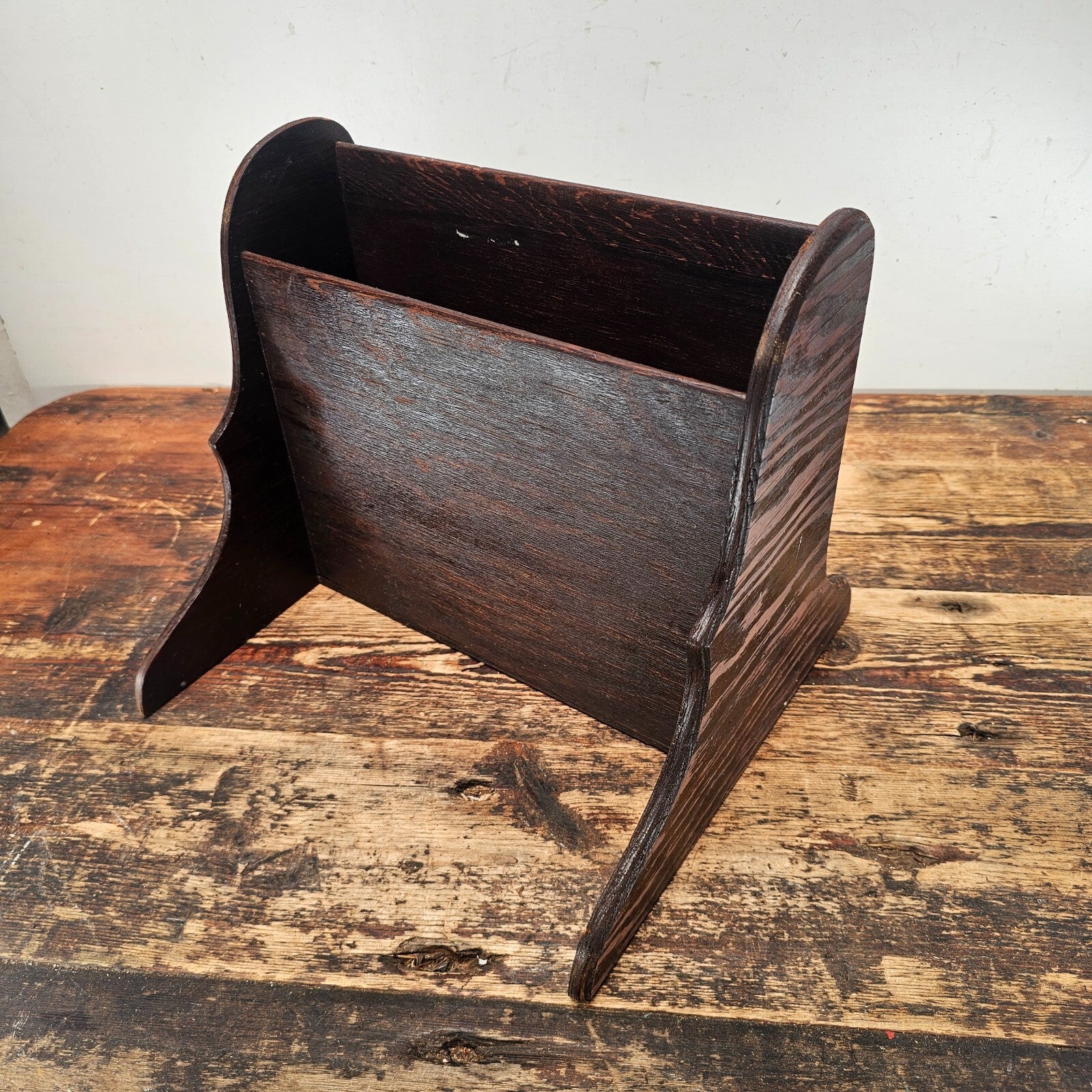 Vintage Laminated Oak Wall-Mount Writing Desk  (Circa 1930s-1940s)