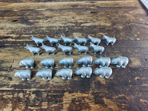Game Pieces Only Zinc Alloy 11 Bears and 11 Bulls Figurines