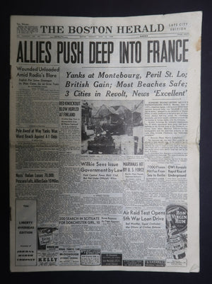 The Boston Herald Late City Edition 1944 June 12 Allies Push Deep Into France