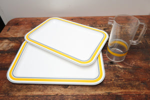 GUZZINI Acrylic 2 Serving Trays & 1 Pitcher by Paolo Tilche 1970's (Set of 3)