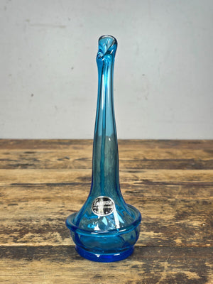 Vintage Kanawha Blue Hand Blown Glass Vase Dunbar W.Va. 1960s Mid Century Modern