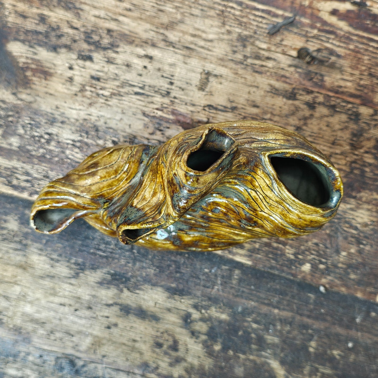 1970s Studio Art Organic Multi-Opening Flower Vase 7"L x 3"D x 5.75"H