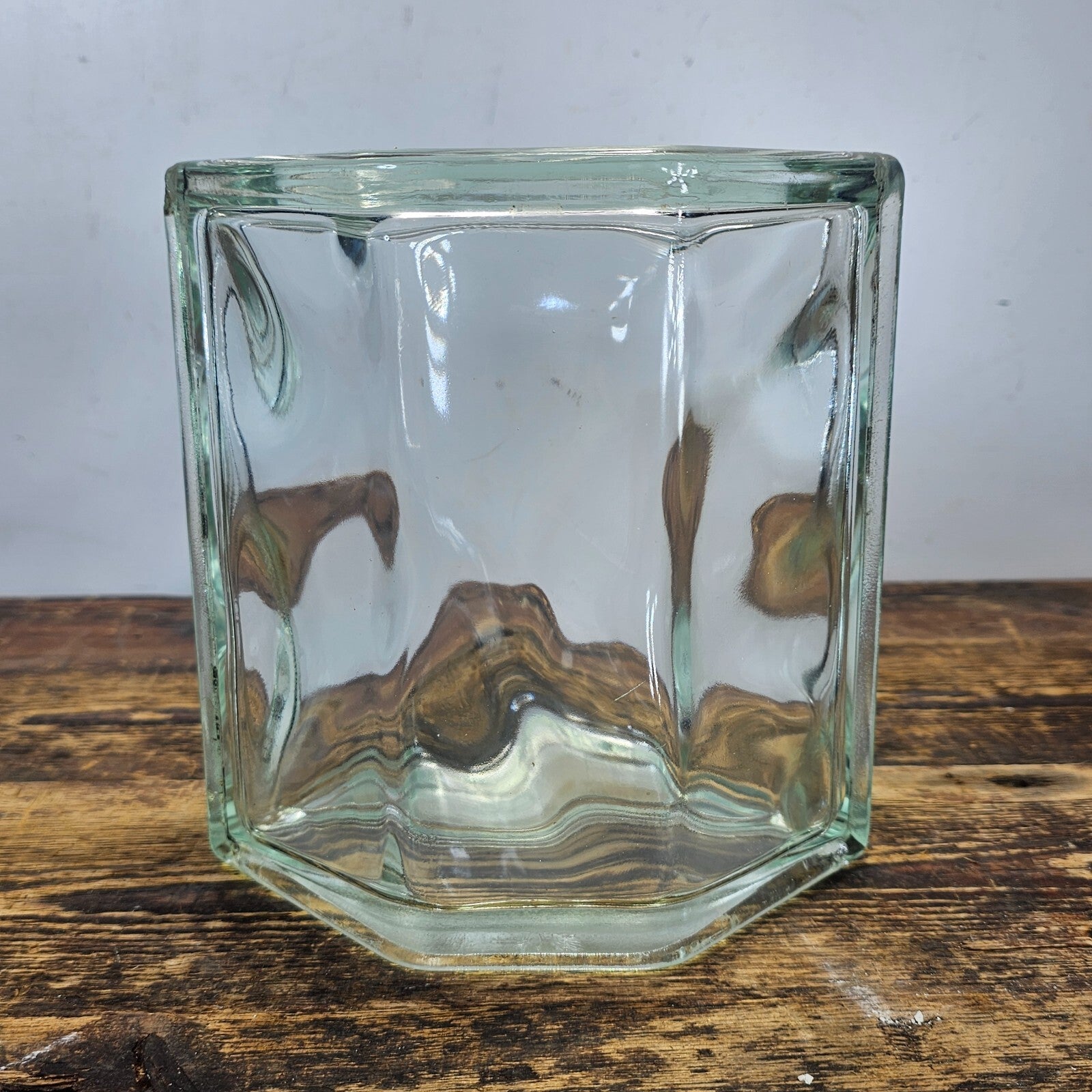 Hexagonal Glass Block Brick 7.5"L x 5.5"W x 7.75H" Vintage (Damaged)