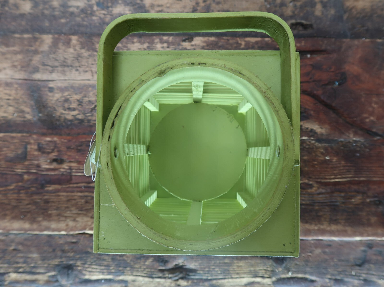 Green Bamboo Candle Lantern With Handle 5.5" x 5.5" x H 9.5"