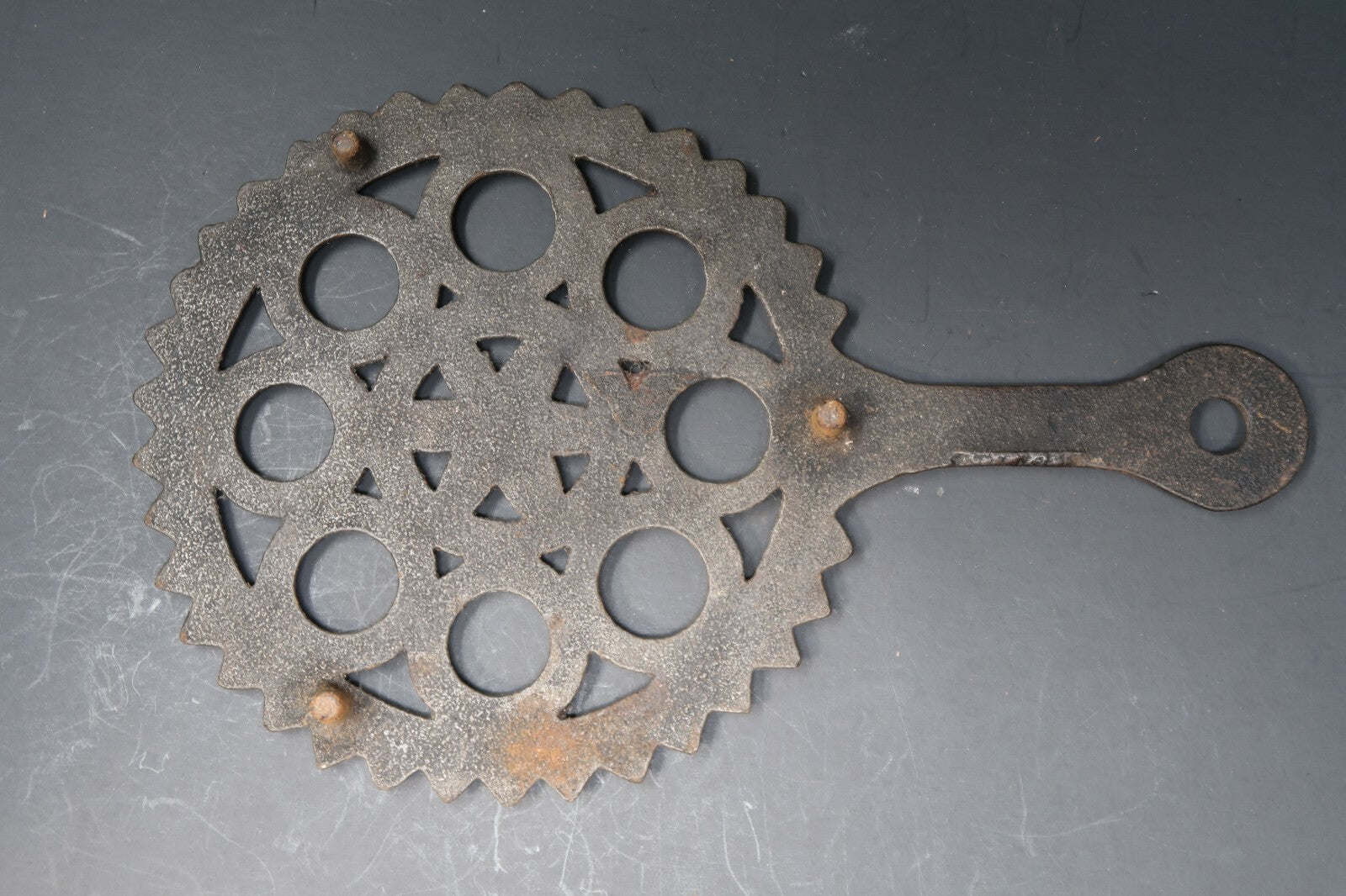 Vintage Cast Iron Trivet 3 Footed L 9" x W 6"