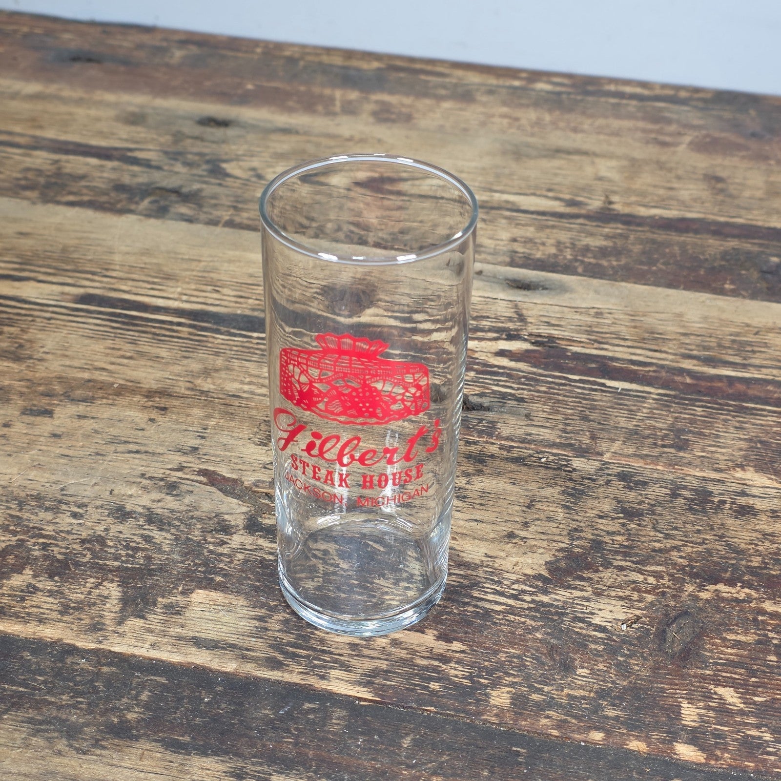 Vintage Gilbert’s Steak House Glass — Jackson, Michigan 5.75"H