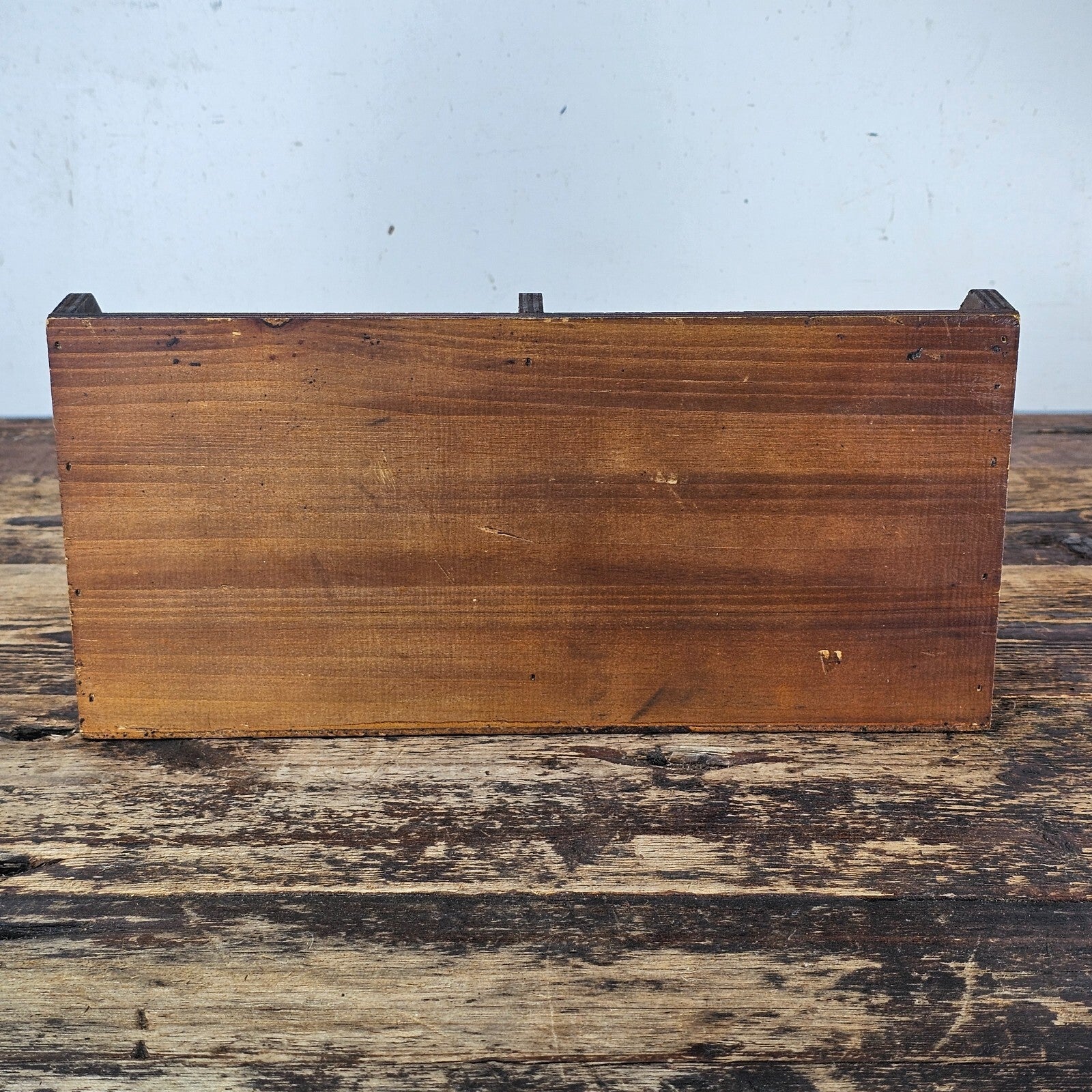 Rustic Wooden Desktop Organizer with Metal Front Panels 11"L x 5.5"D x 6.25"H