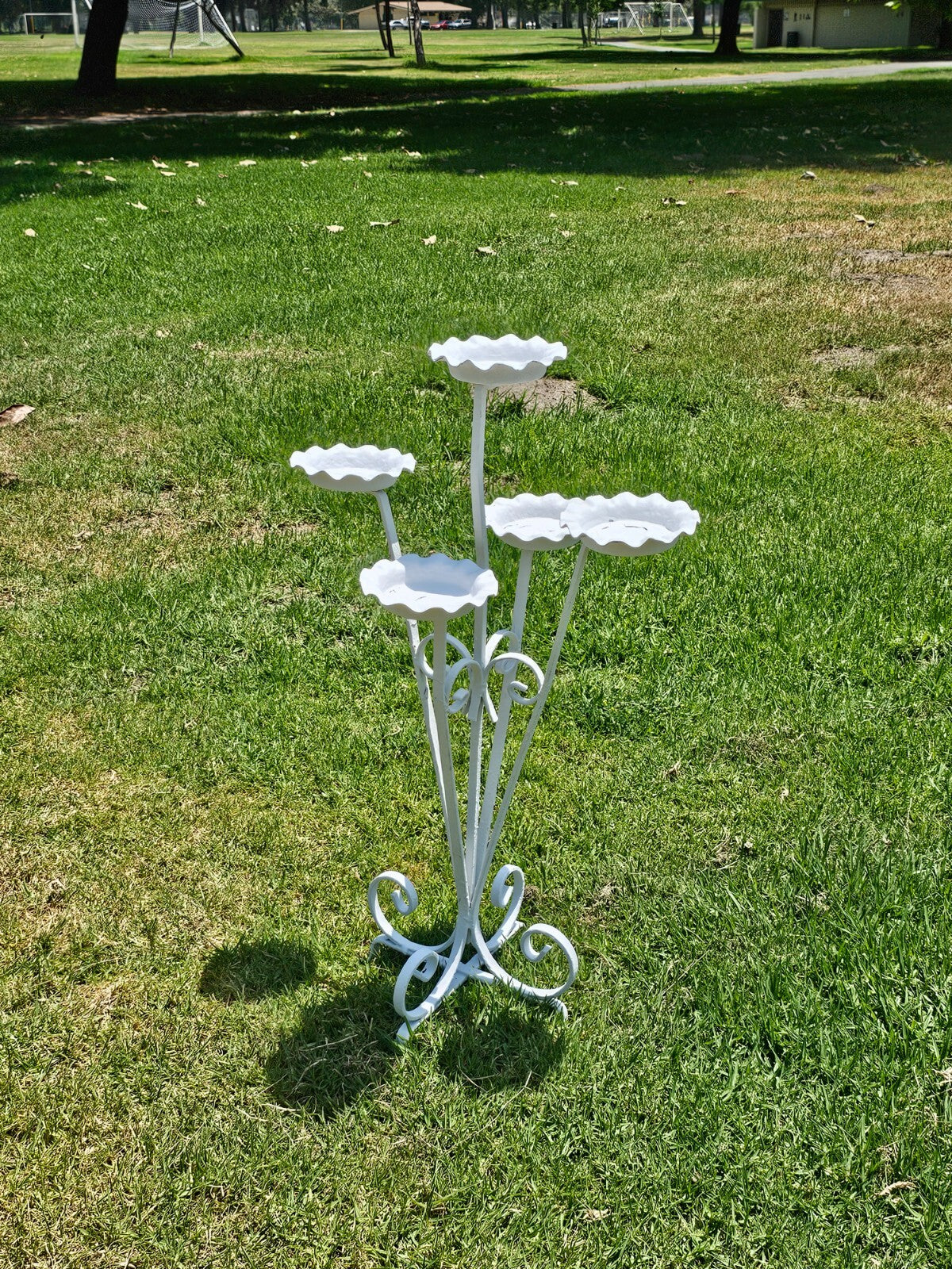 White Tree Tiered Metal Scroll Plant Stand 5 Pot Holders H 33"