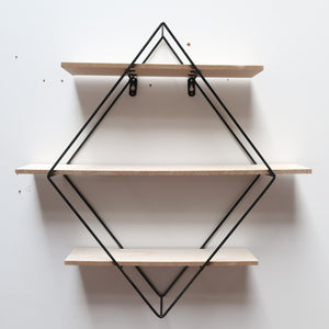 3 Tier Floating Shelves Geometric Diamond Wall Shelves H 23.5" x W 23.5" x D 4"