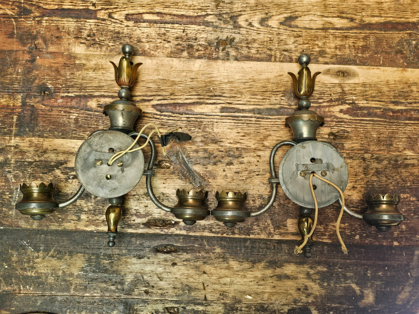 Antique Victorian Style Double-Arm Wall Sconce (Pair)