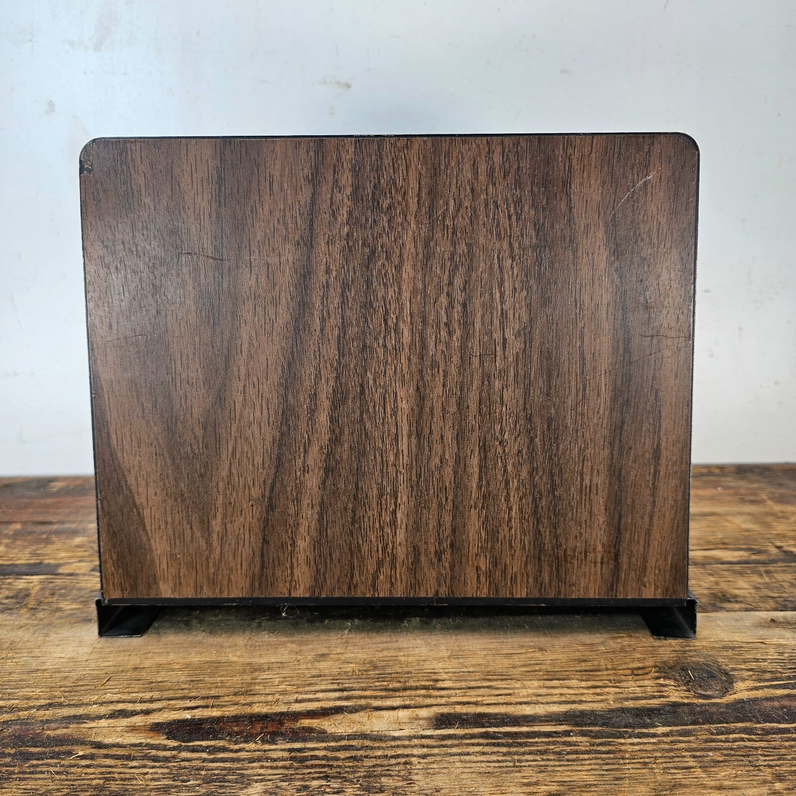 Vintage Hunt 4 Compartment Desktop File Organizer with Wood Grain Finish