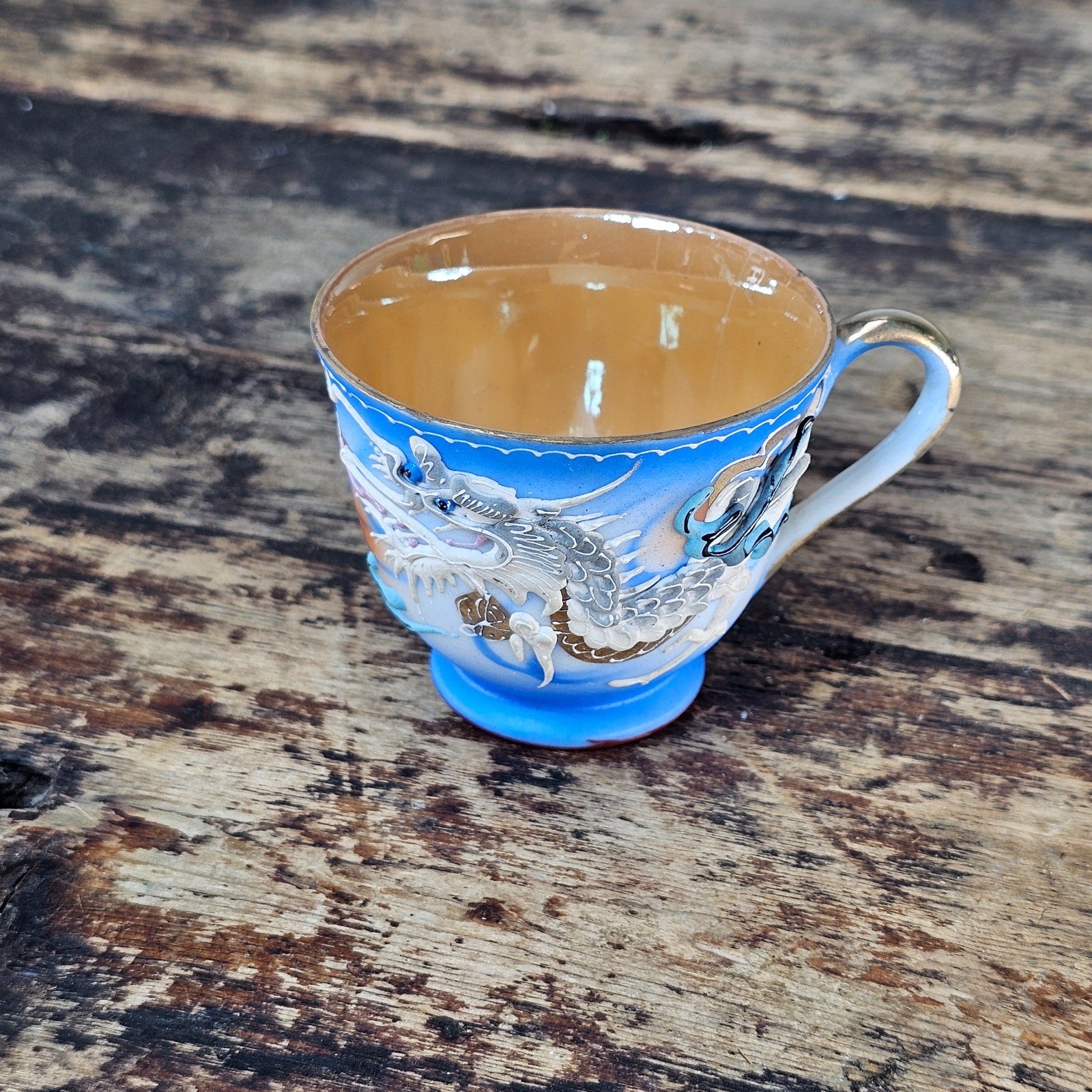 Vintage Japanese Dragonware Demitasse Cup with Flaws