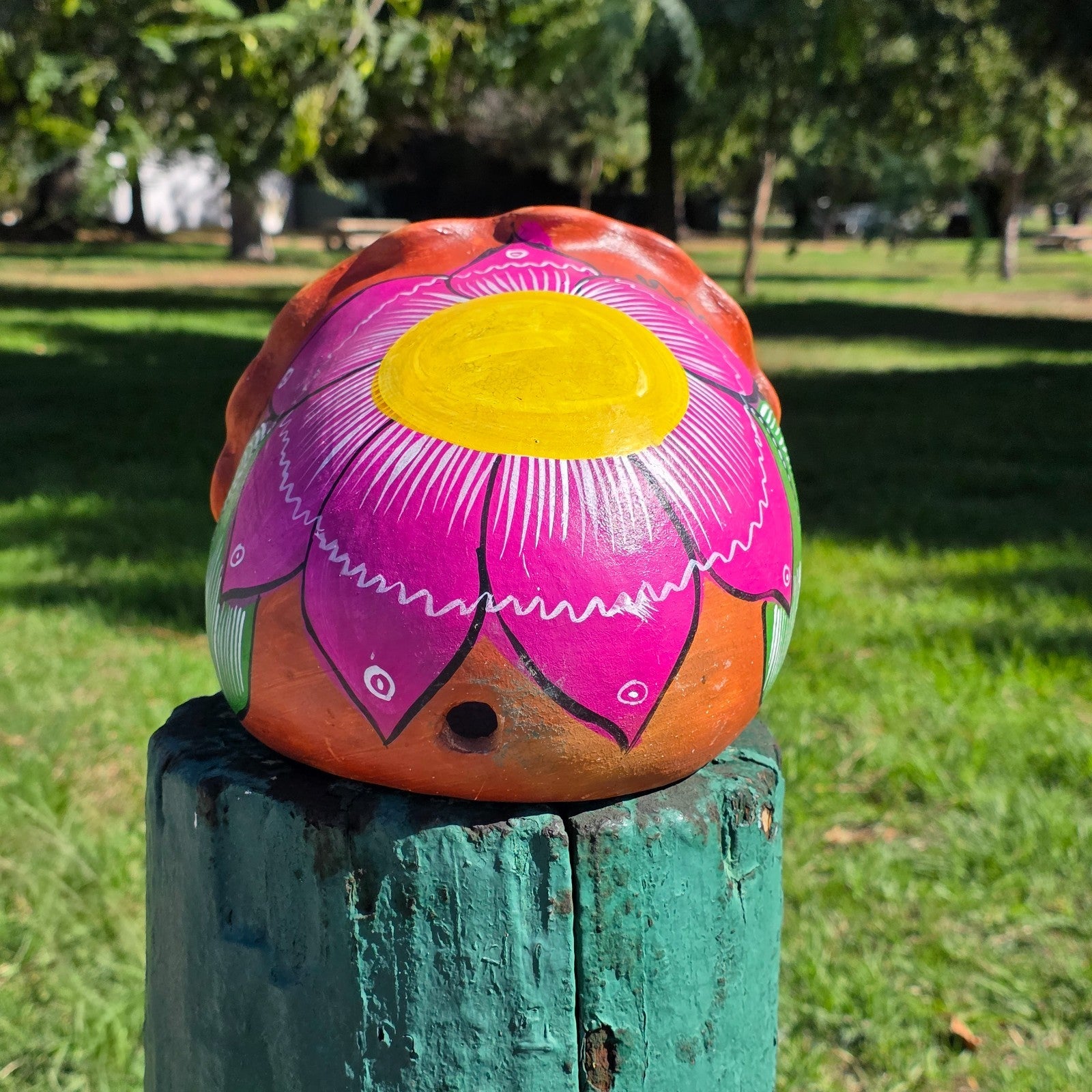 Mexican Atzompa Hand-Painted Floral Terracotta Wall Planter Oaxaca Folk Art