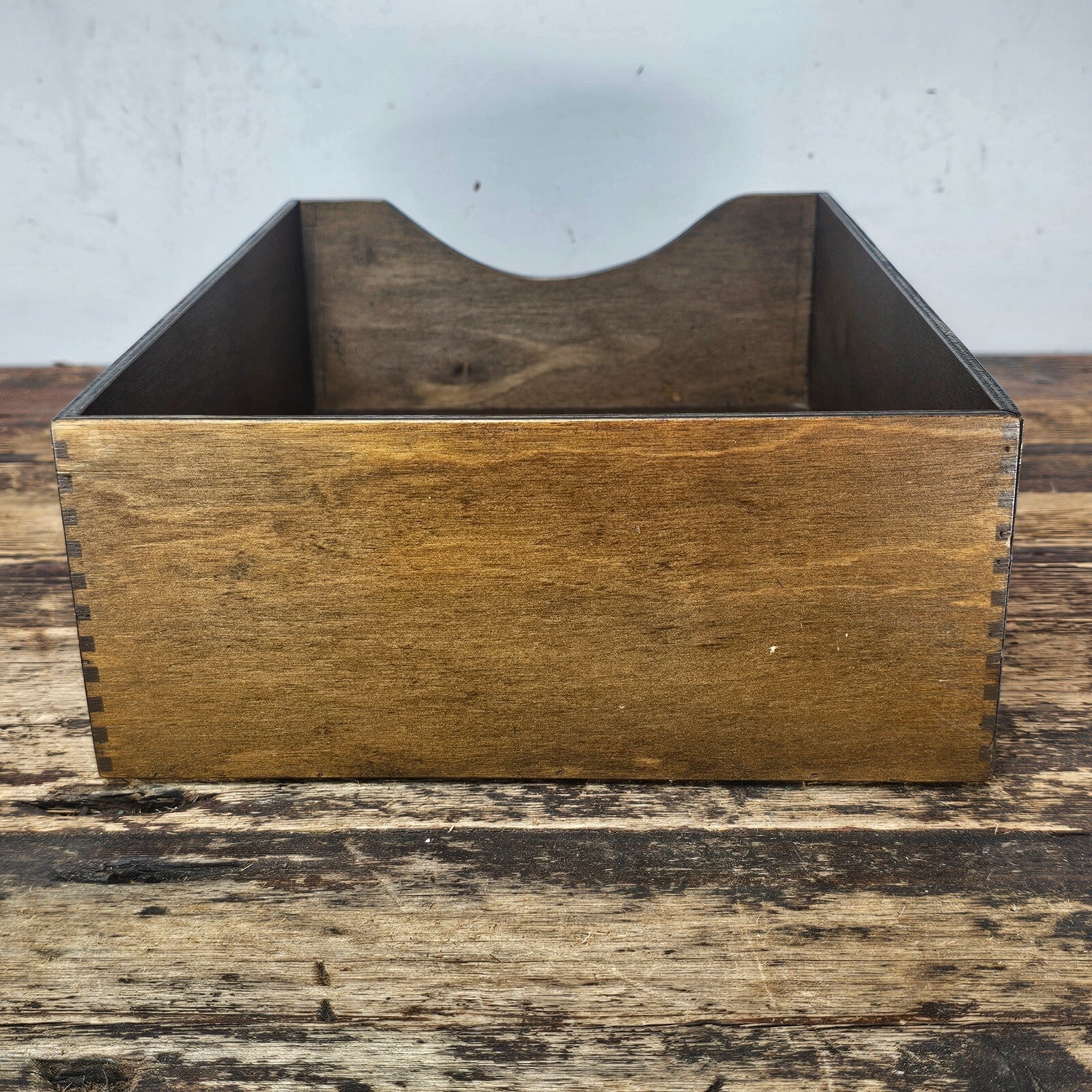 Vintage Walnut Deep Desk Tray / Document Organizer  (1950s-1960s) 4.25"H