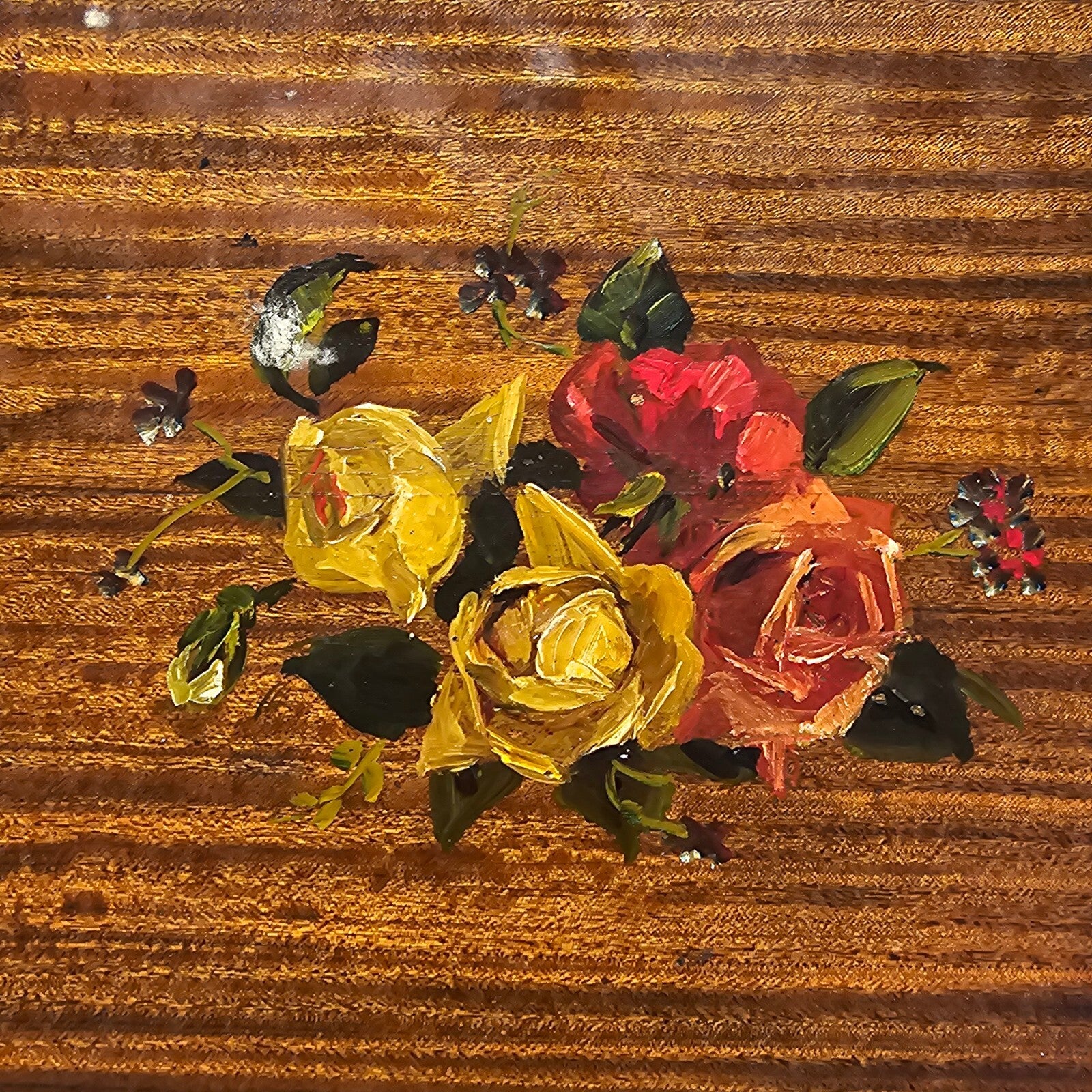 Vintage Victorian Style Rose Hand-Painted Accent Table 16.25" x 13.75" x 20.5"