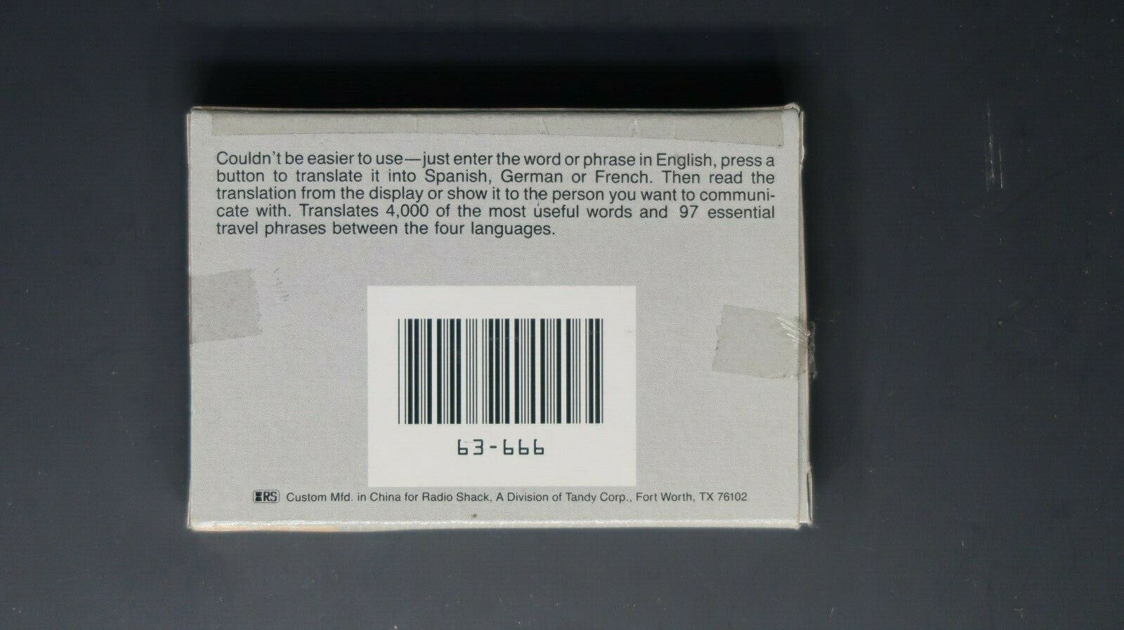 Radio Shack Four Language Translator 63-666 With Box and Manual