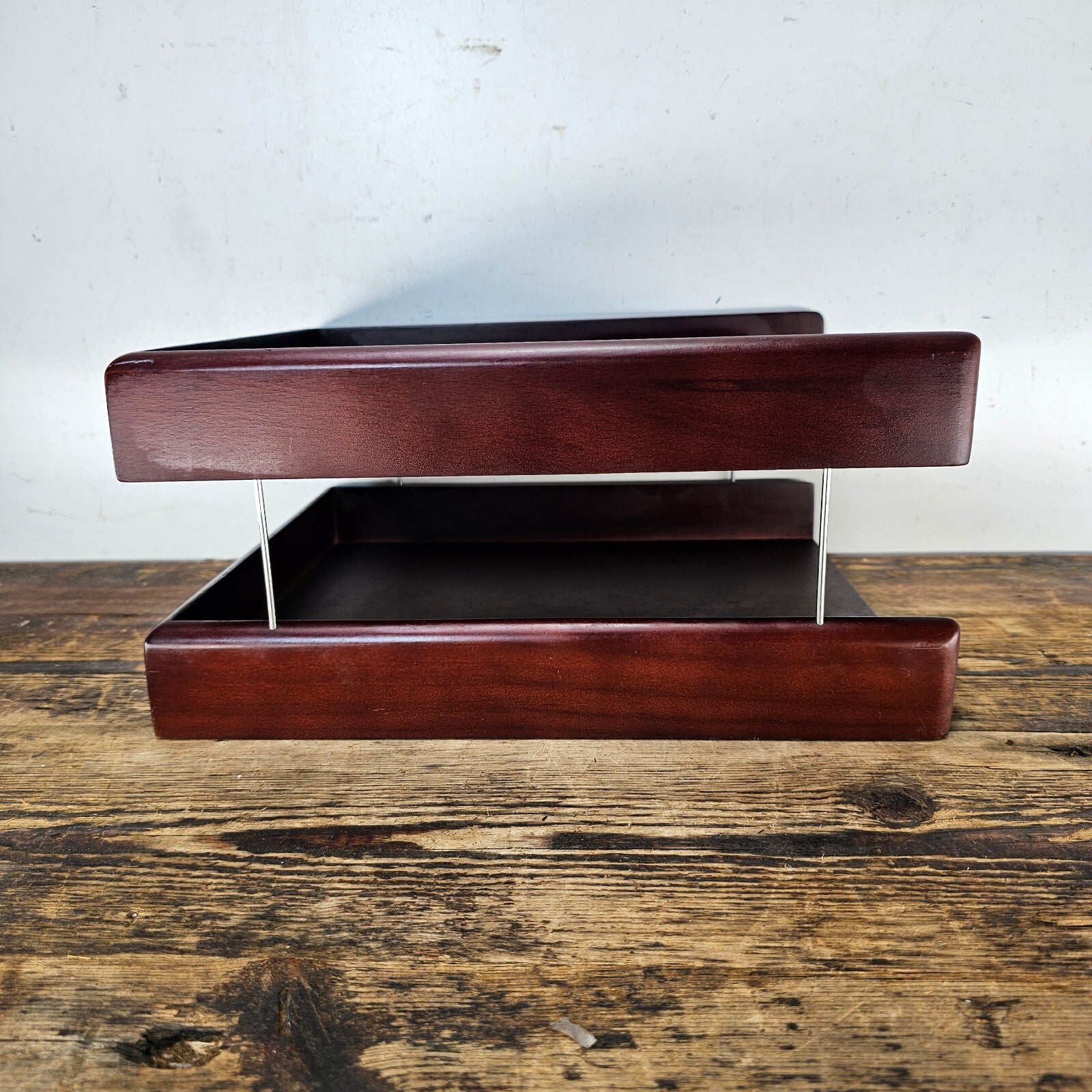 Carver Wood Products Solid Wood 2-Tier Desk Tray Set