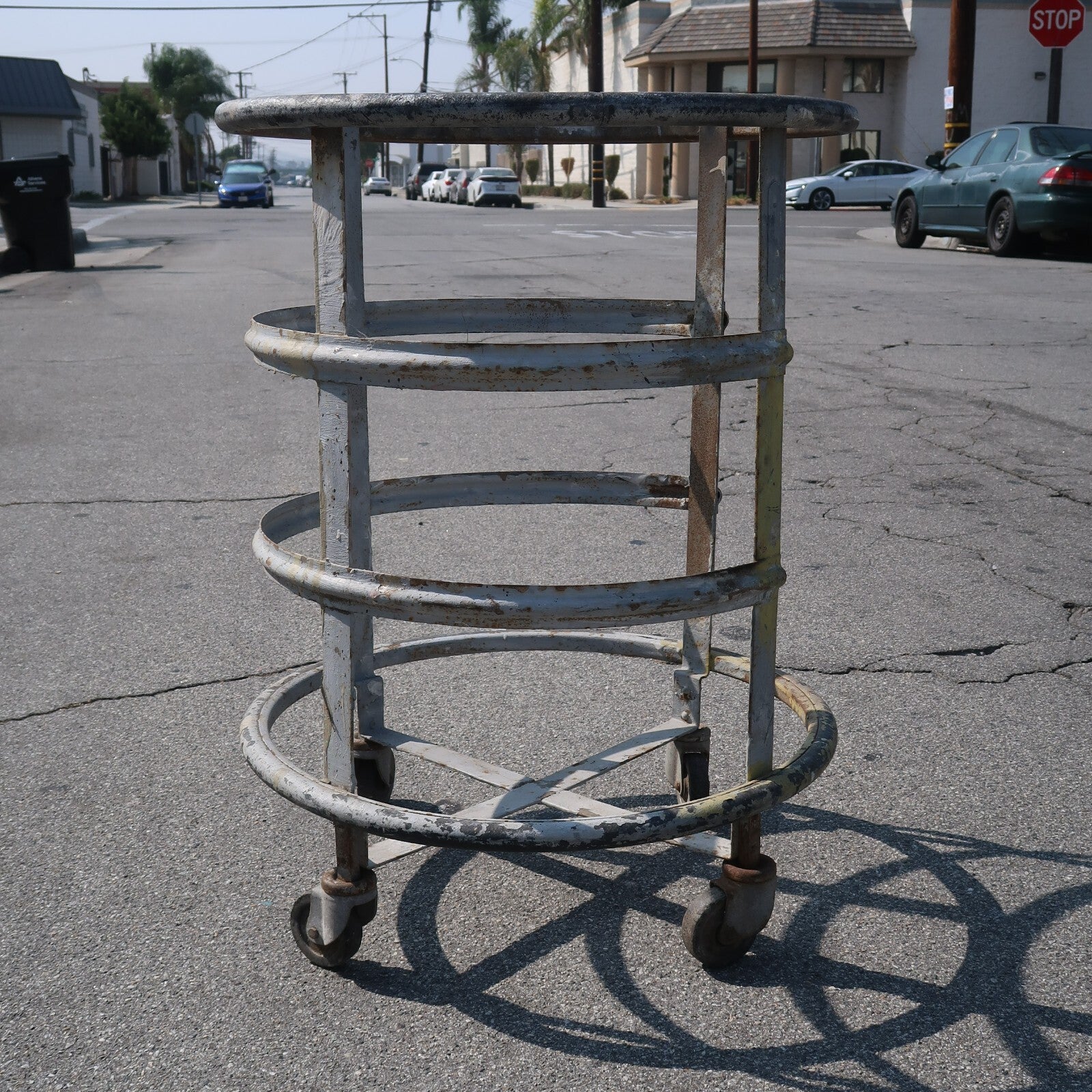 Industrial Cart Round Hamper Trash Can Dolly Wheels Colson Corp. Dia 24" x H 31"