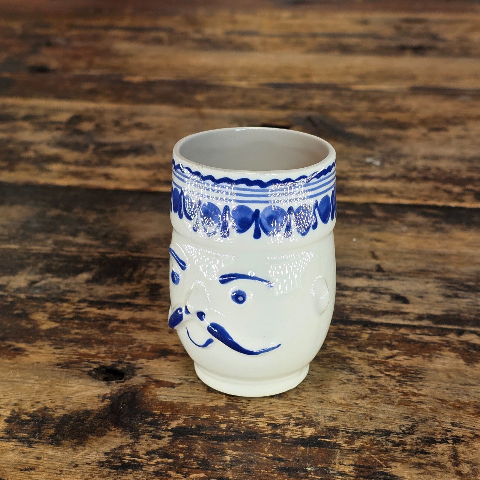 Vintage Hungarian Folk Art Face Mug / Brandy Cup - "Révbér"