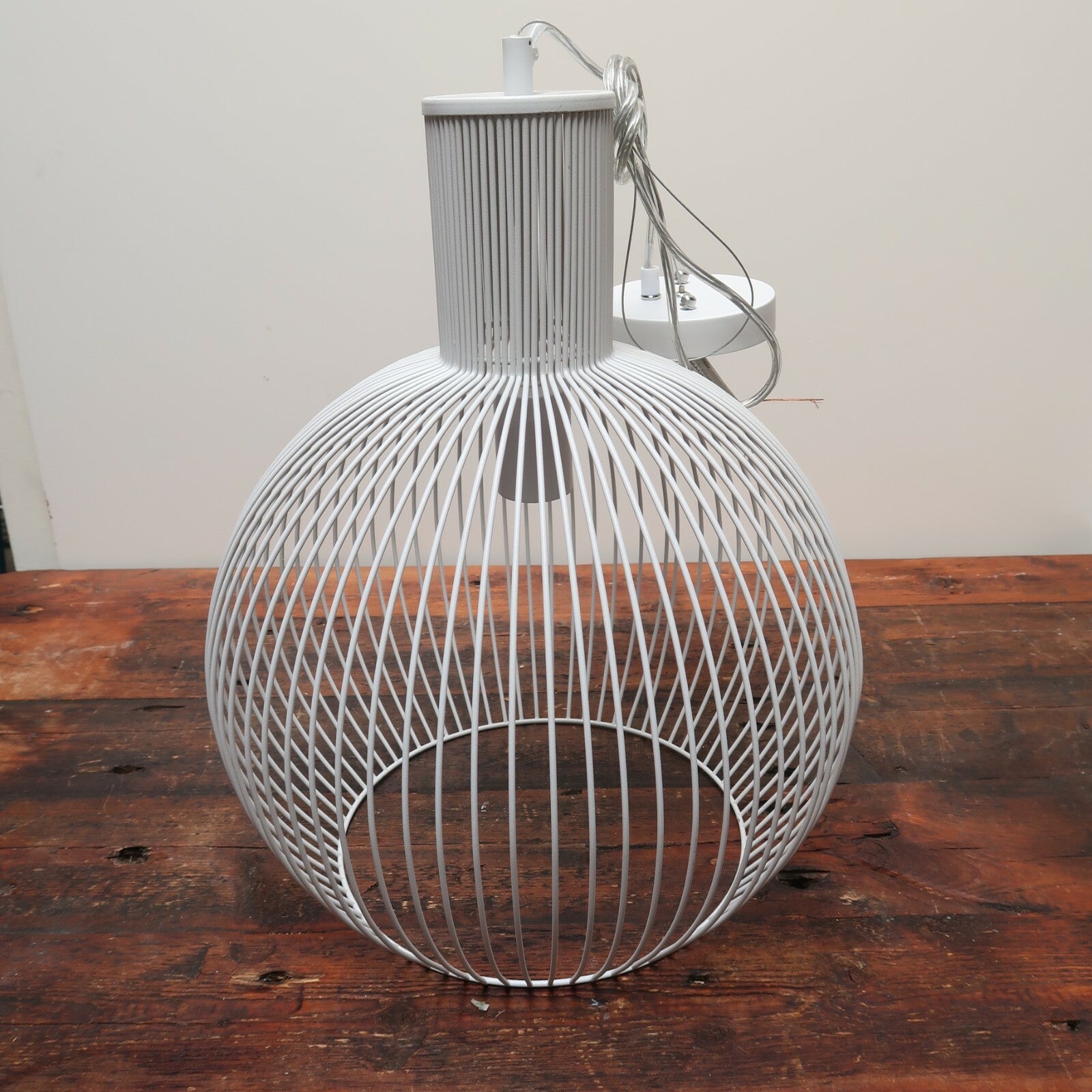 Structube Sphere White Wire Globe Pendant Light 15" x 15" x H17"