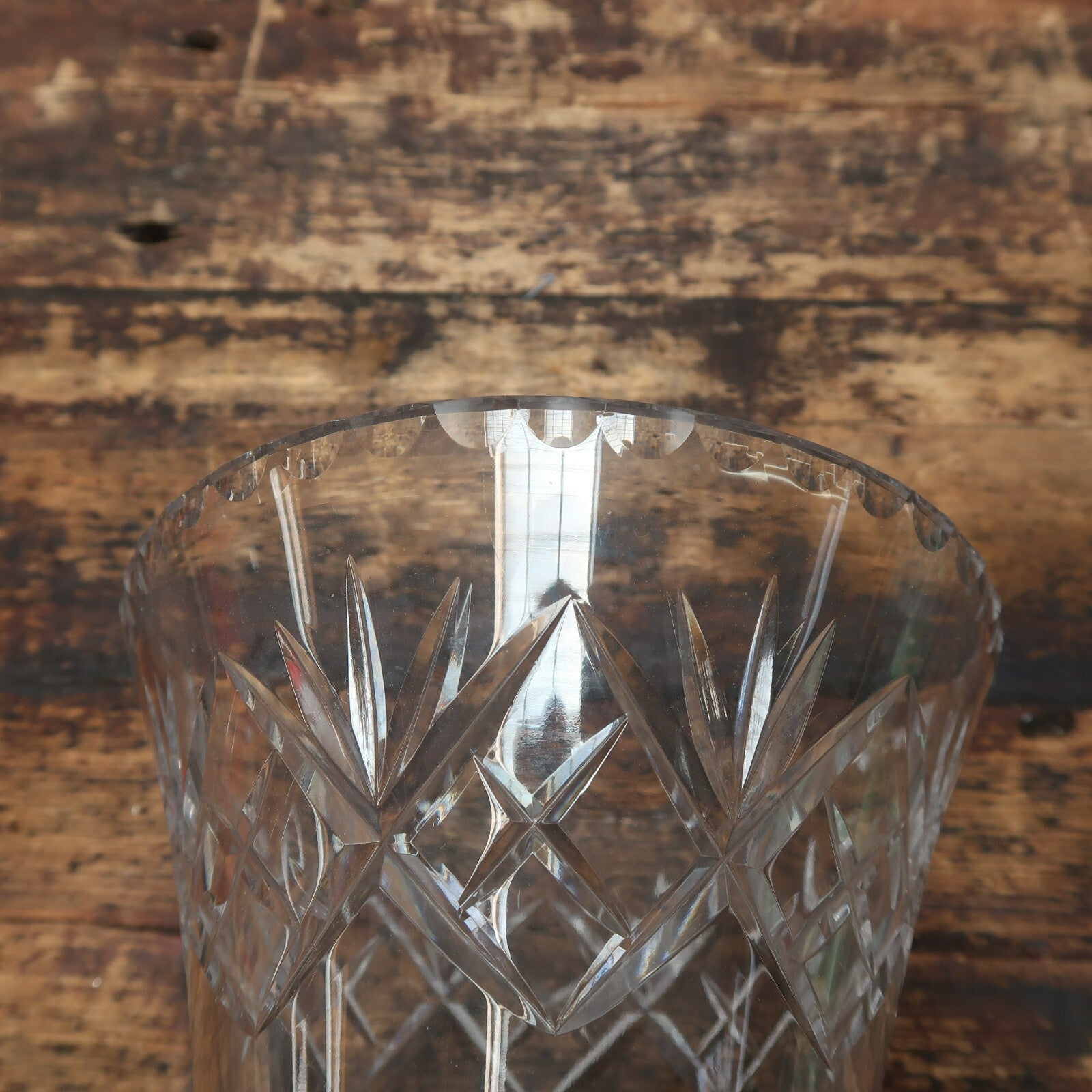 Hand Cut Crystal Glass Vase 6.5" x 6.5" x H 8.25"