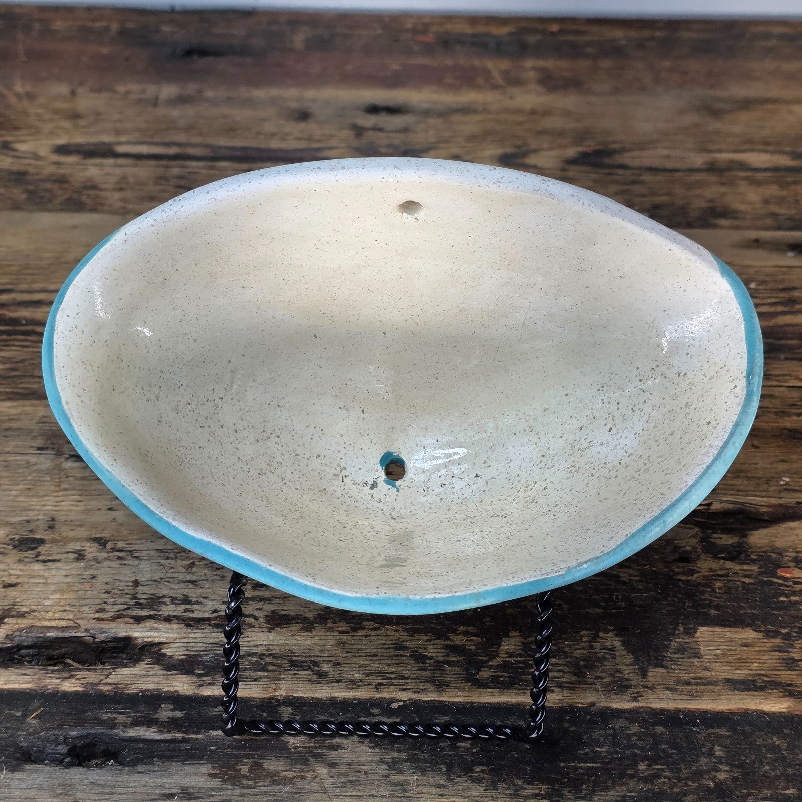 Studio Pottery Wall Pocket | “Eye” Sgraffito in Turquoise | Signed