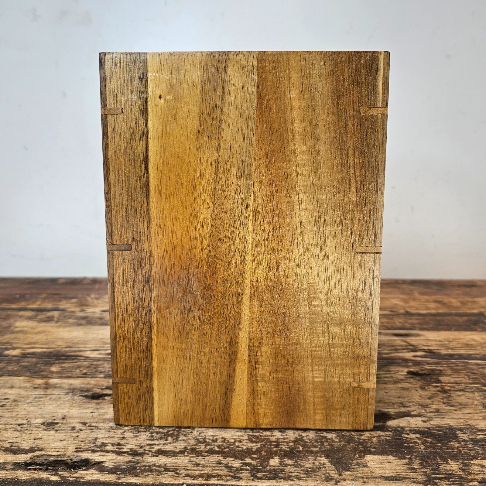 Medium Acacia Wood Wastebasket - Storage Container 8.5"L × 7.25"W × 10"H