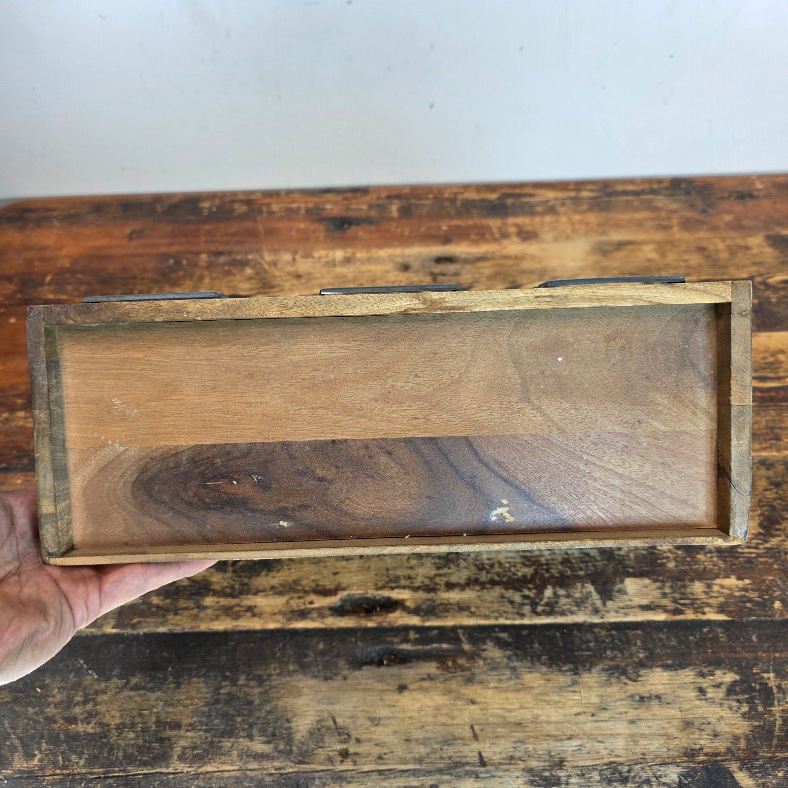 Rustic Wood 6-Cubby Wall Shelf / Desktop Organizer with Metal Label Holders